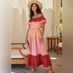 English Factory, off the shoulder, color block dress, fuschia, size medium